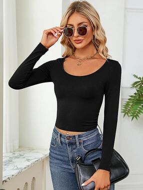 Black Long Sleeve Ribbed Top Girls 10